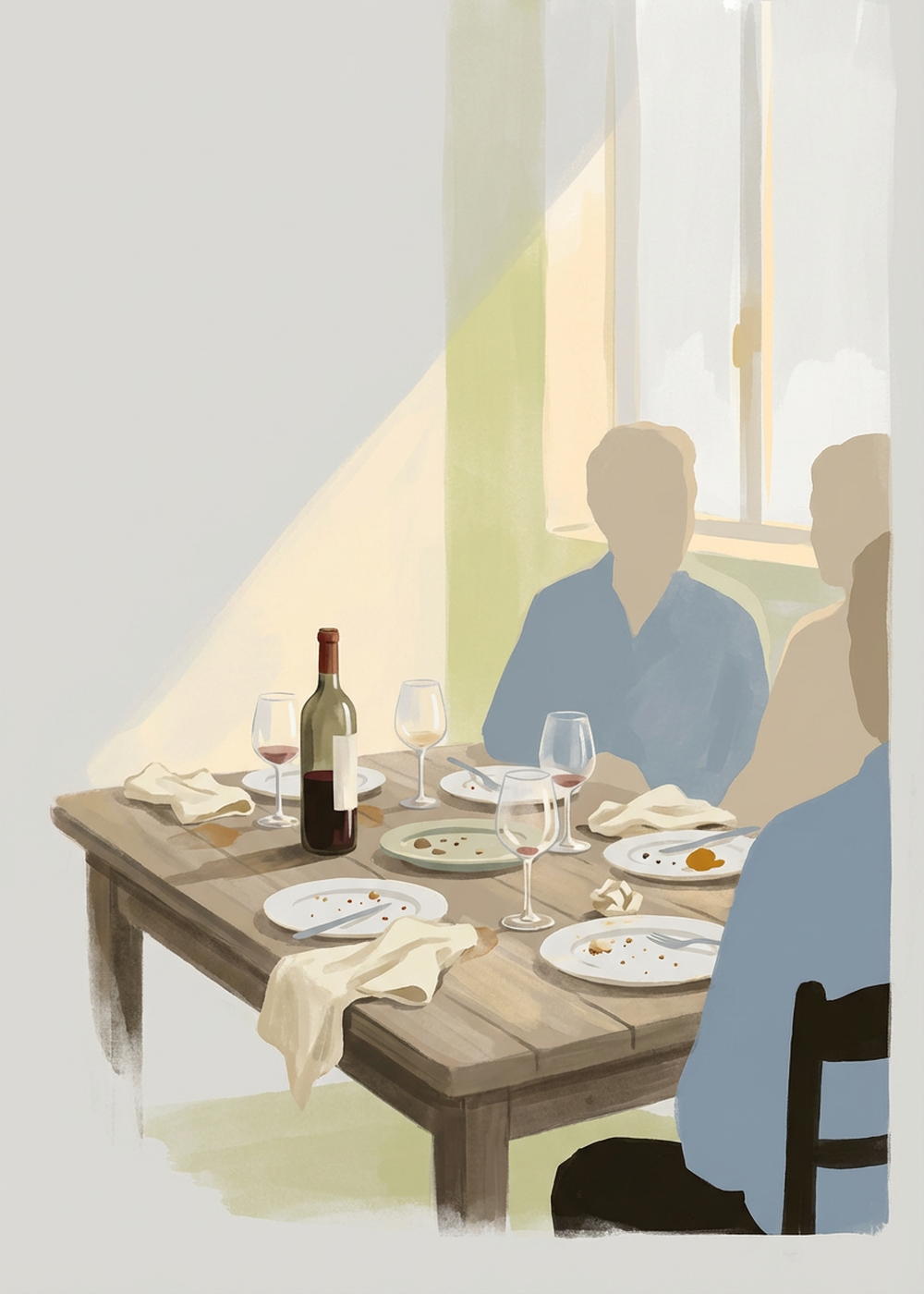 Carte du quiz tarot « Les collègues qui passent », Dîner chez nous avec les collègues un jeudi soir, ils…